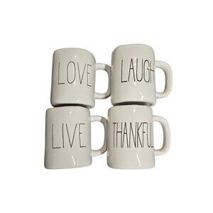 PARINI 4-Piece Ceramic Coffee Mug Set – Live Laugh Love Thankful – 4.5" Tall